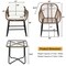 Costway 3PCS Patio Rattan Bistro Set Cushioned Chair Glass Table Deck White\Turquoise
